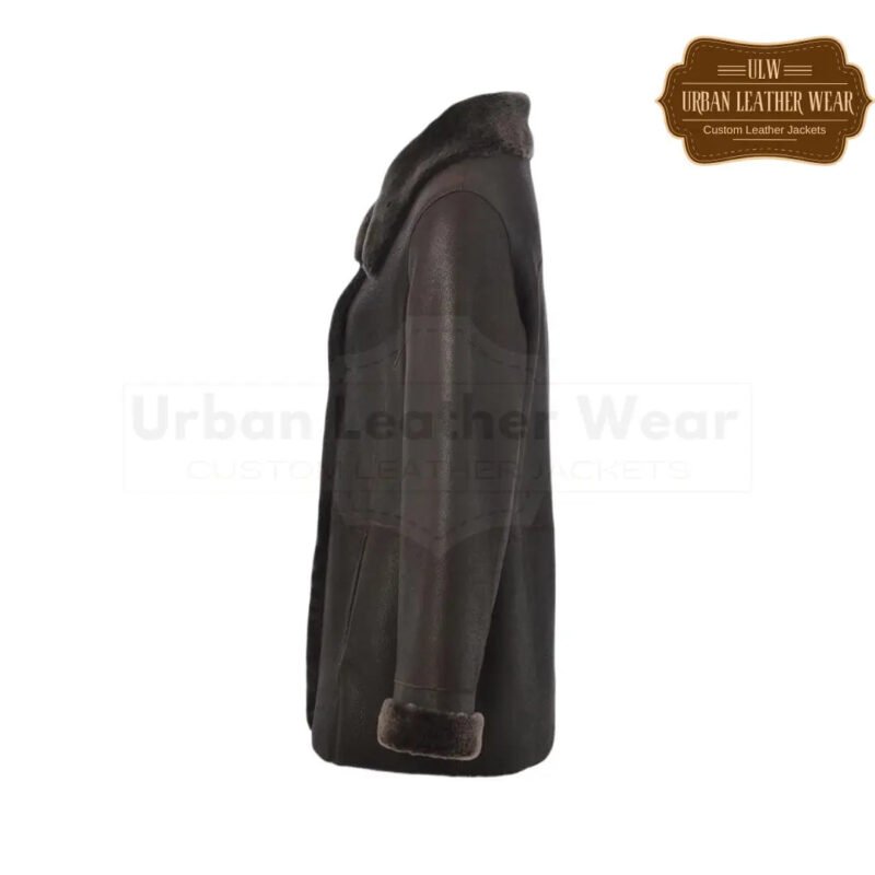 Shearling leather dark brown button down jacket women | Urban Leather Wear