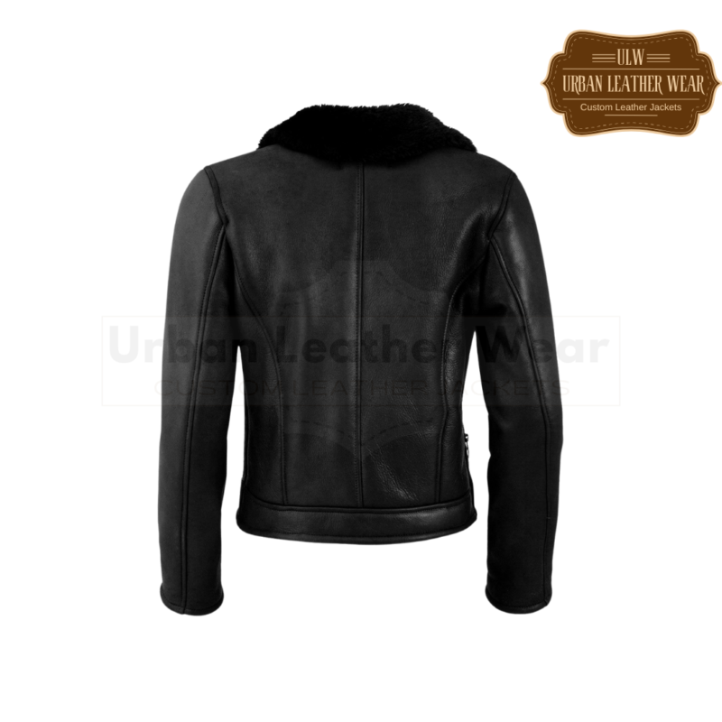 Women Shearling Biker Jacket black | Urban Leather Wear