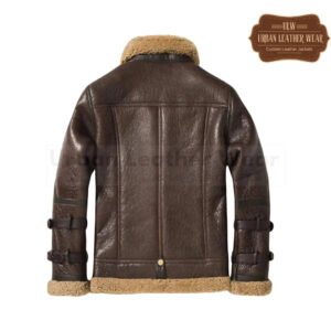 Short Double Collar Shearling Fur Men Leather Jacket | Urban Leather Wear