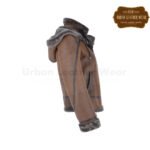 Short Hooded Shearling Flying Jacket Brown | Urban Leather Wear