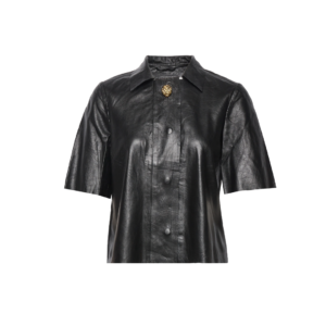 Women Leather Button Down Shirt
