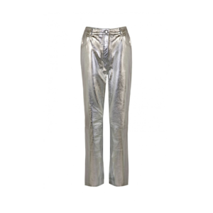 Straight Leg silver leather pants