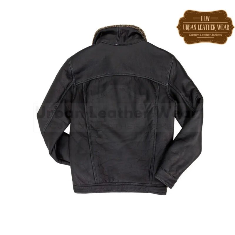 Stylish Black Shearling Trucker Leather Jacket | Urban Leather Wear