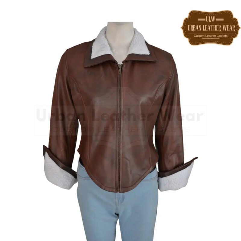 Stylish Women Brown Shearling Fur Jacket | Urban Leather Wear