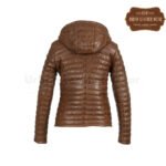 Two-Tone Genuine Leather Hooded Down Jacket (Coffee color) | Urban Leather Wear