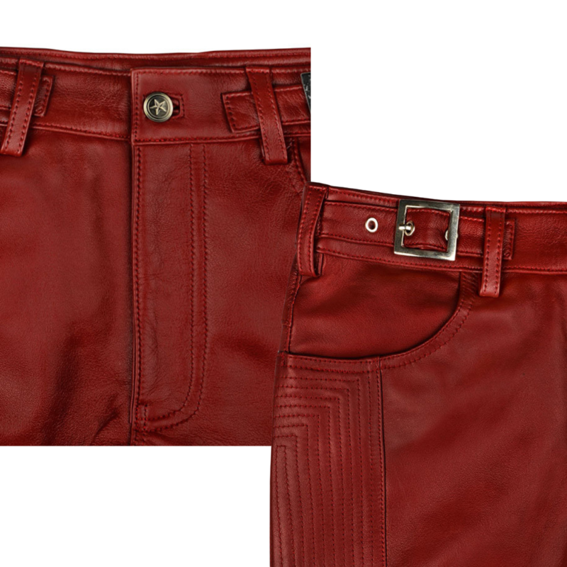 Cherry Red Zipper Leather Pants | Urban Leather Wear