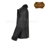 Women 3 Button Black Leather Fur Trim Jacket | Urban Leather Wear