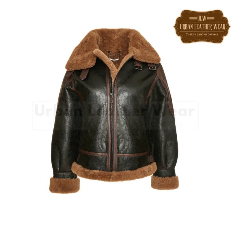 Women Aviator Shearling Leather Bomber Jacket | Urban Leather Wear
