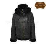 Women B3 Hooded Jacket Aviator Pilot Style black | Urban Leather Wear
