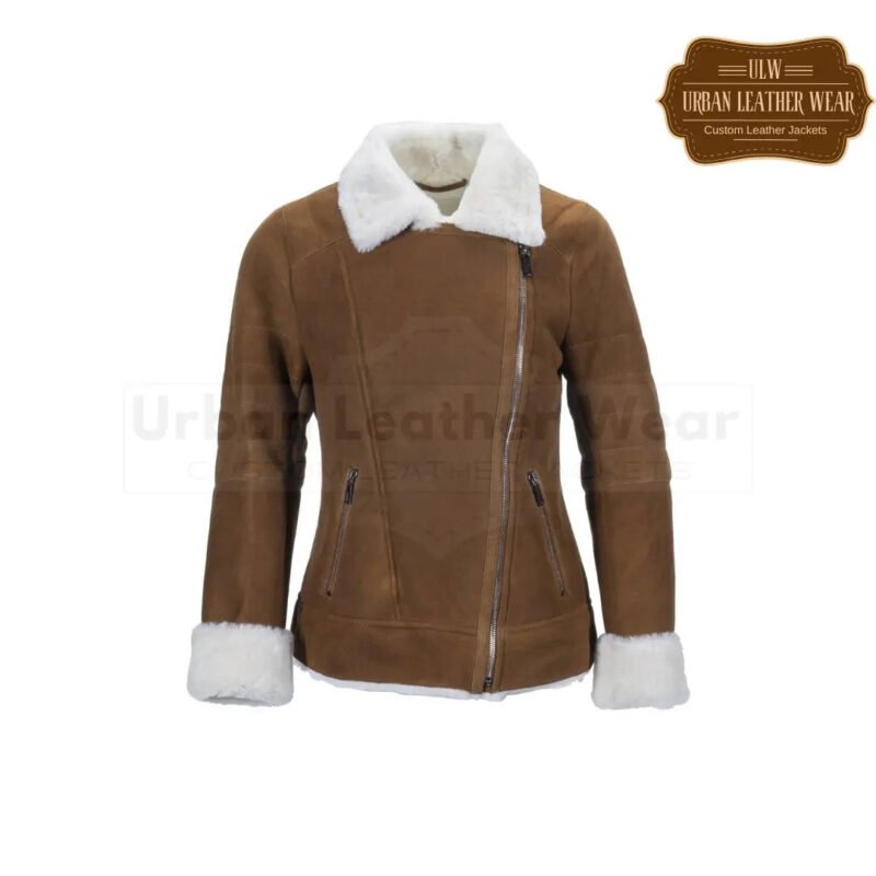 Women Biker Shearling Jacket | Urban Leather Wear