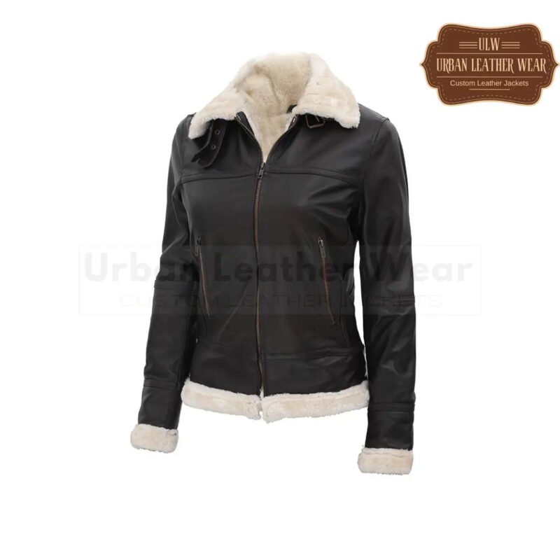 Women Brown Leather B3 Shearling Bomber Leather Jacket | Urban Leather Wear