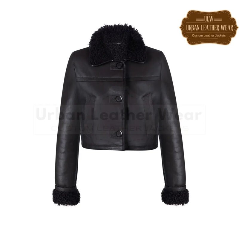 Women Cropped Shearling Jacket | Urban Leather Wear