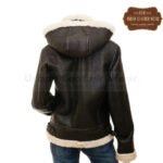 Women Dark Brown B3 Shearling Leather Jacket with Hood | Urban Leather Wear