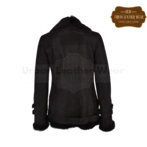 Women Luxury Shearling Jacket Black | Urban Leather Wear