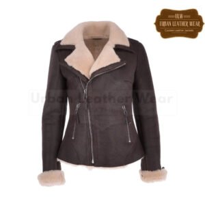 Women Luxury Shearling Jacket Brown