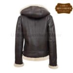 Women Real Leather B3 Hooded Jacket Aviator Pilot Style brown | Urban Leather Wear