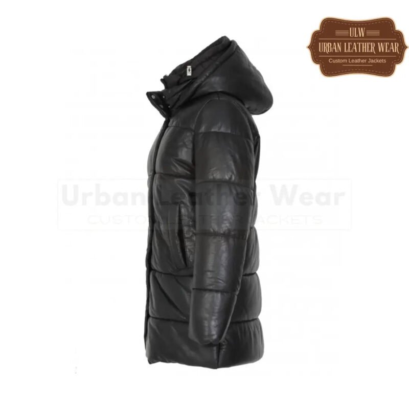 Women Real Leather Hooded Mid Long Coat | Urban Leather Wear