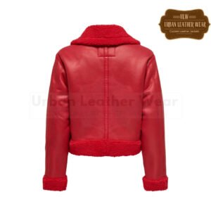 Women Red shearling bomber jacket | Urban Leather Wear