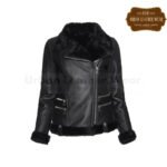 Women Shearling Black Leather Jacket | Urban Leather Wear