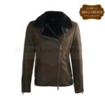 Women Shearling Bomber Biker Jacket | Urban Leather Wear