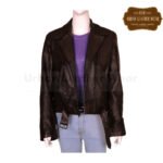 Women Shearling Fur Collar Brown Jacket | Urban Leather Wear