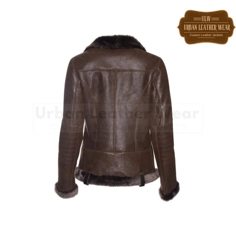 Women Shearling Tobacco Leather Jacket | Urban Leather Wear