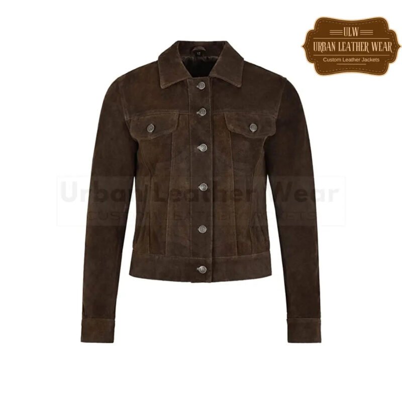 Women Trucker Real Suede Leather Jacket | Urban Leather Wear