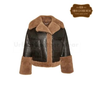Women double breasted shearling jacket