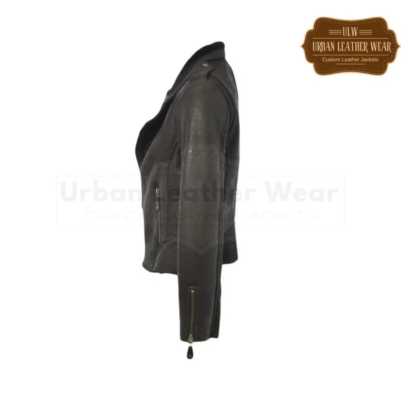 Women shearling leather pilot aviator jacket black sale | Urban Leather Wear