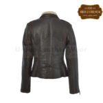 Women shearling leather pilot aviator jacket brown sale | Urban Leather Wear