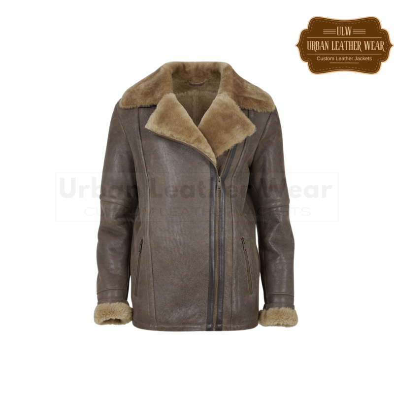 Women Aviator Shearling Leather Jacket | Urban Leather Wear