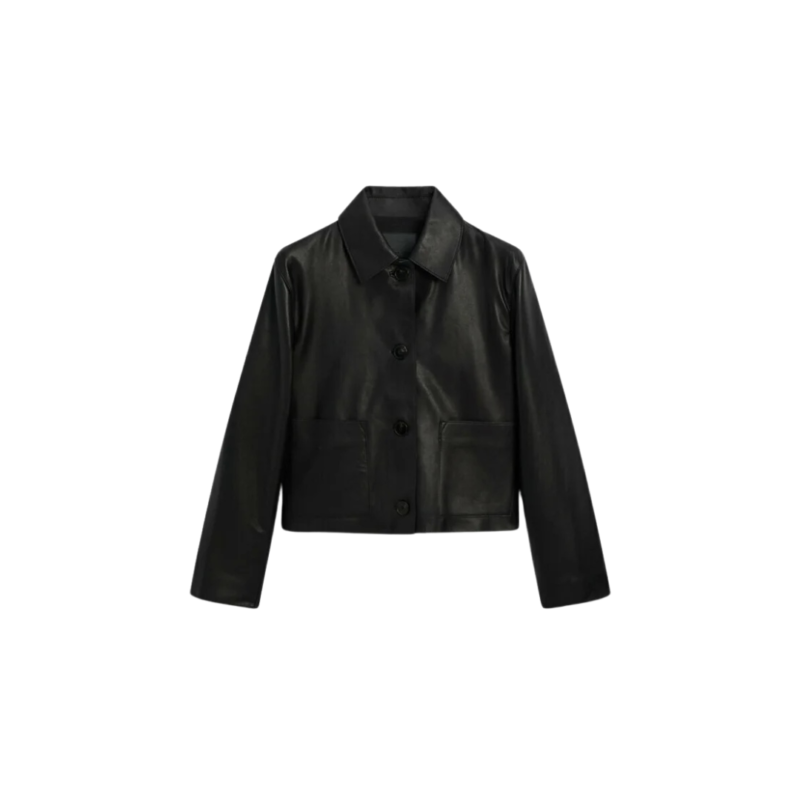 Women Black Leather Shirt With Pockets | Urban Leather Wear