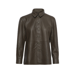 Oversized Leather Shirt Jacket