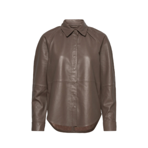 Women Leather Button Down Shirt