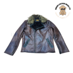 Brown leather jacket with fur collar | Urban Leather Wear