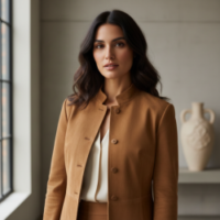 frontview of leather suede jacket frontview of leather suede jacket