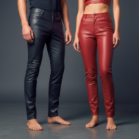 frontview of models wearing leather pants frontview of models wearing leather pants