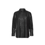 Long sleeve women’s leather shirt black | Urban Leather Wear