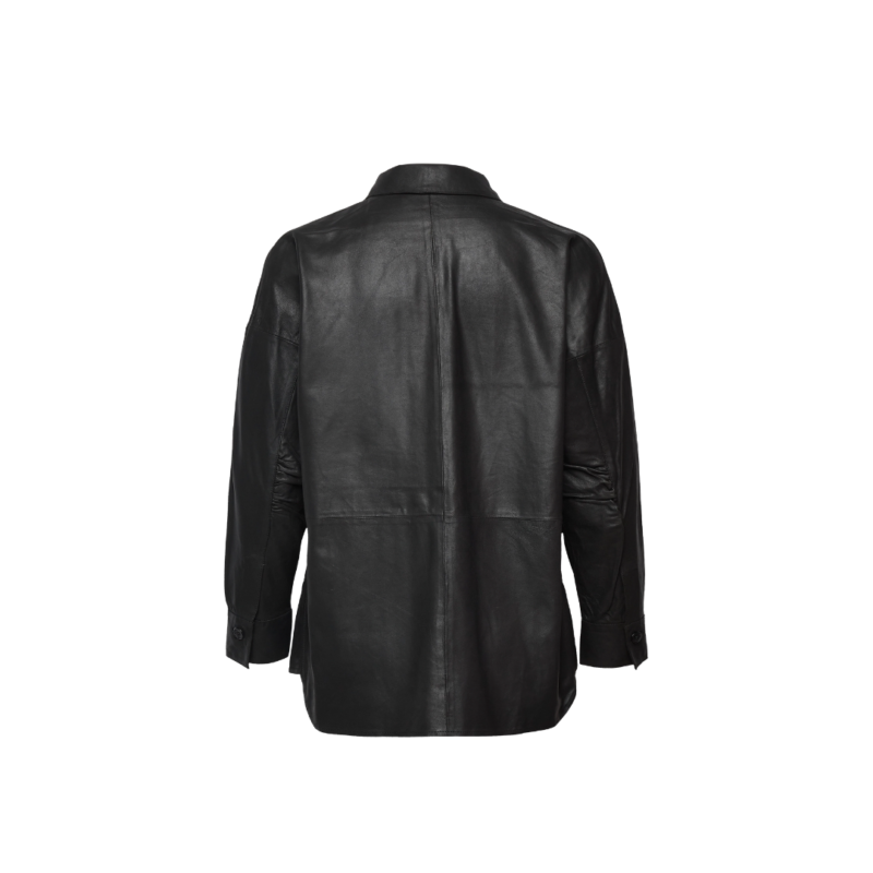 Long sleeve women’s leather shirt black | Urban Leather Wear