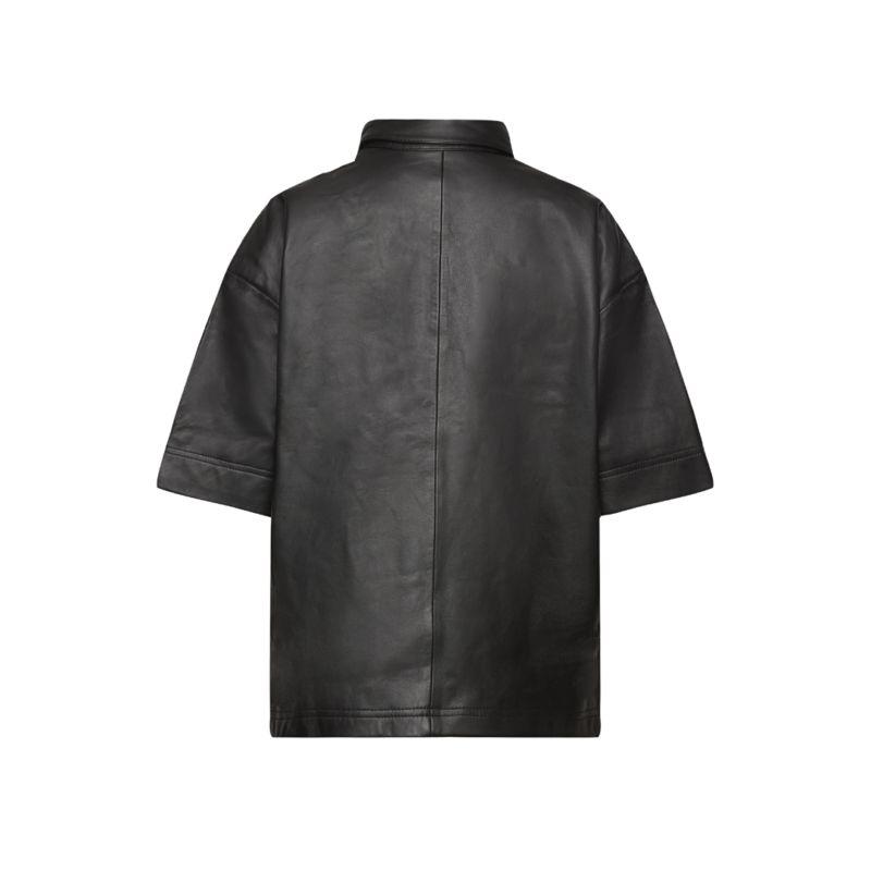 Women black leather shirt – short sleeves | Urban Leather Wear