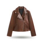 Front view of BIKER - Leather jacket - dark brown