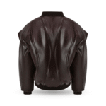 Back view of Oversized leather bomber jacket