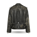 Back view of oversized BIKER JACKET - vintage black Back view of oversized BIKER JACKET - vintage black