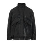 Frontview of women OVERSIZED LEATHER JACKET