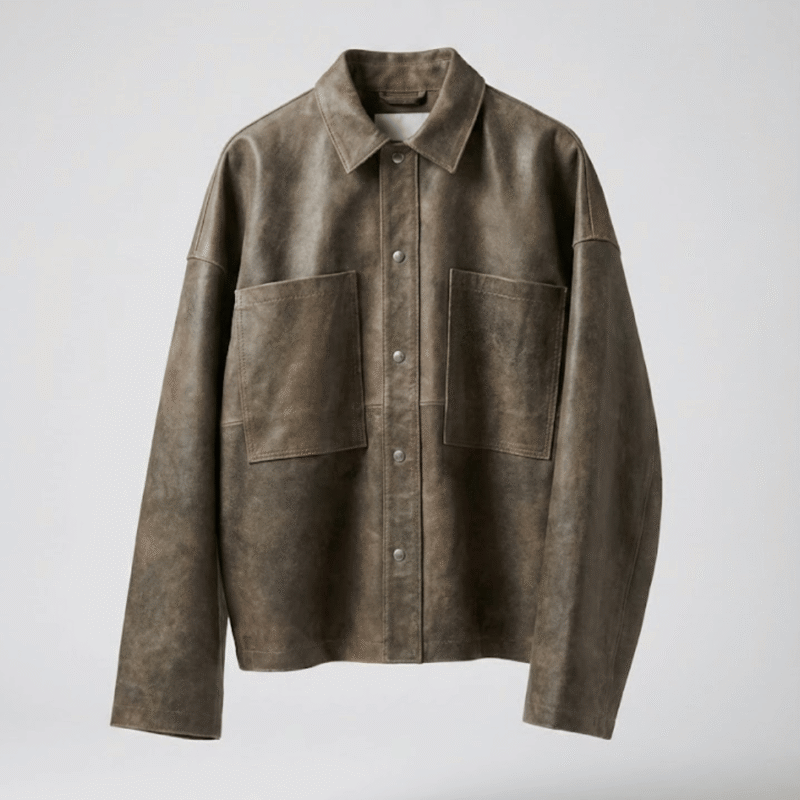 Frontview of Ladies Leather Overshirt