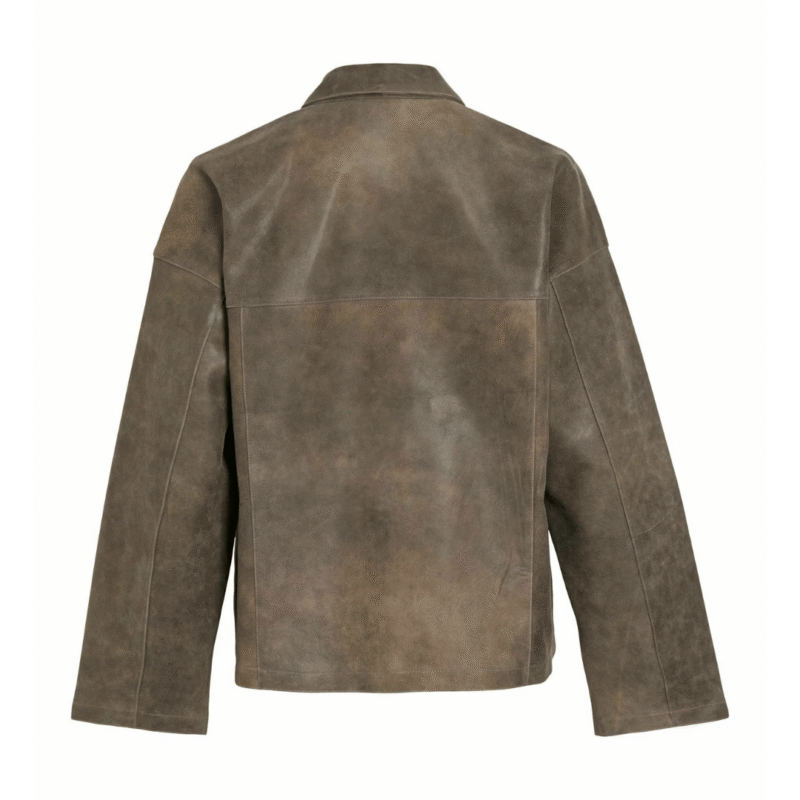 Back view of Ladies Leather Overshirt