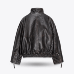 Back view of Oversize Ladies Leather Bomber Jacket