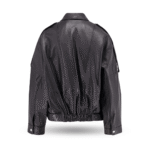 backside of Ladies Oversized Biker Leather Jacket - Premium Loose Fit Moto Style