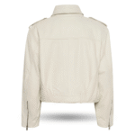 Back view of white oversized biker JACKET