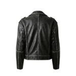 Back view of Oversized Women Biker Retro Distressed Vintage Leather Jacket